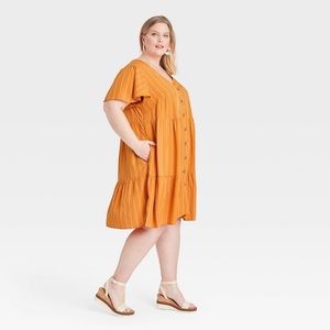 Ava & Viv knee length gold striped dress